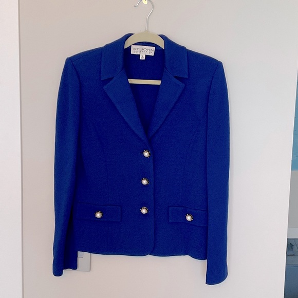 St. John Royal Blue Blazer. Matching skirt available - Picture 1 of 4
